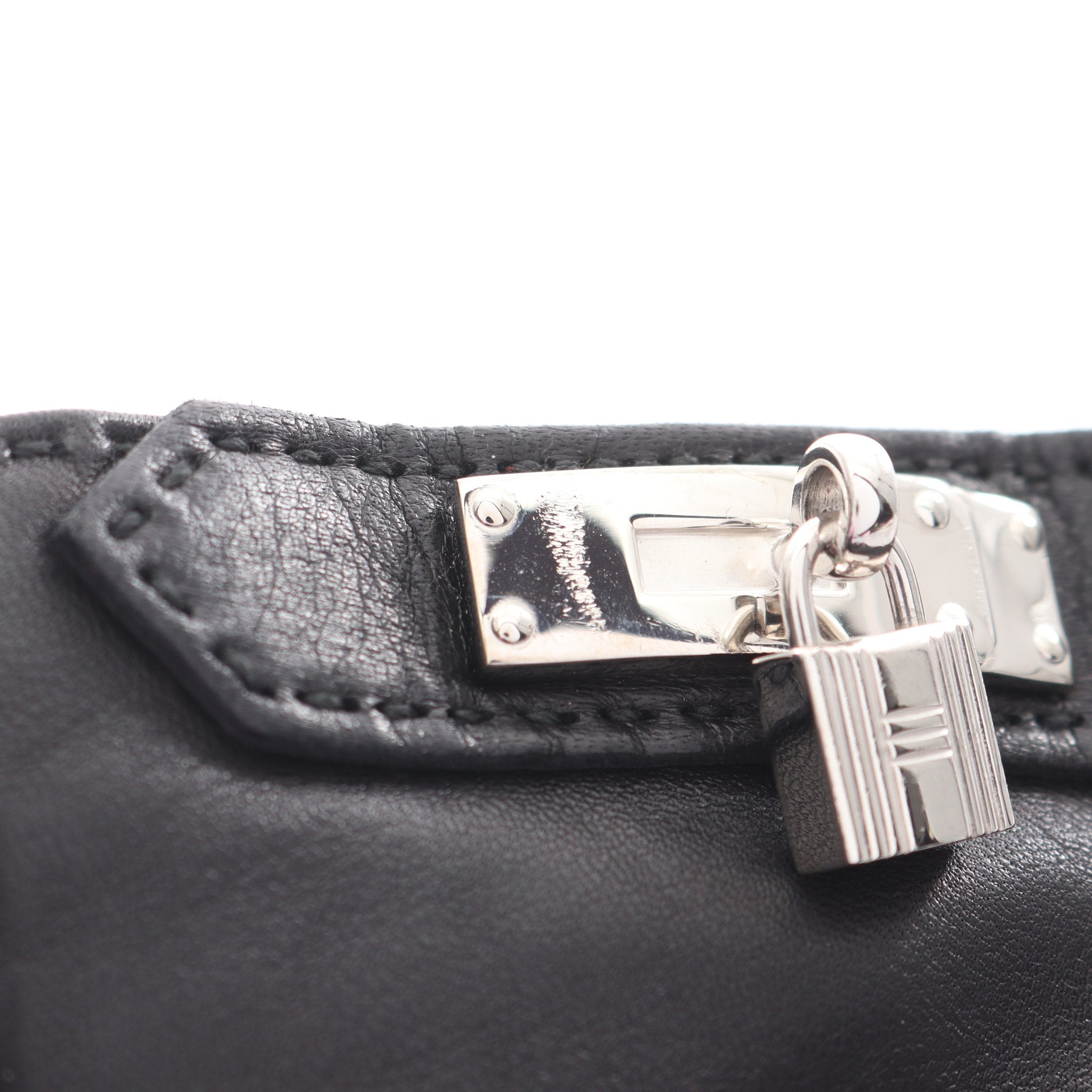 ケリー 手袋 グローブ レザー ブラック シルバー金具 エルメス