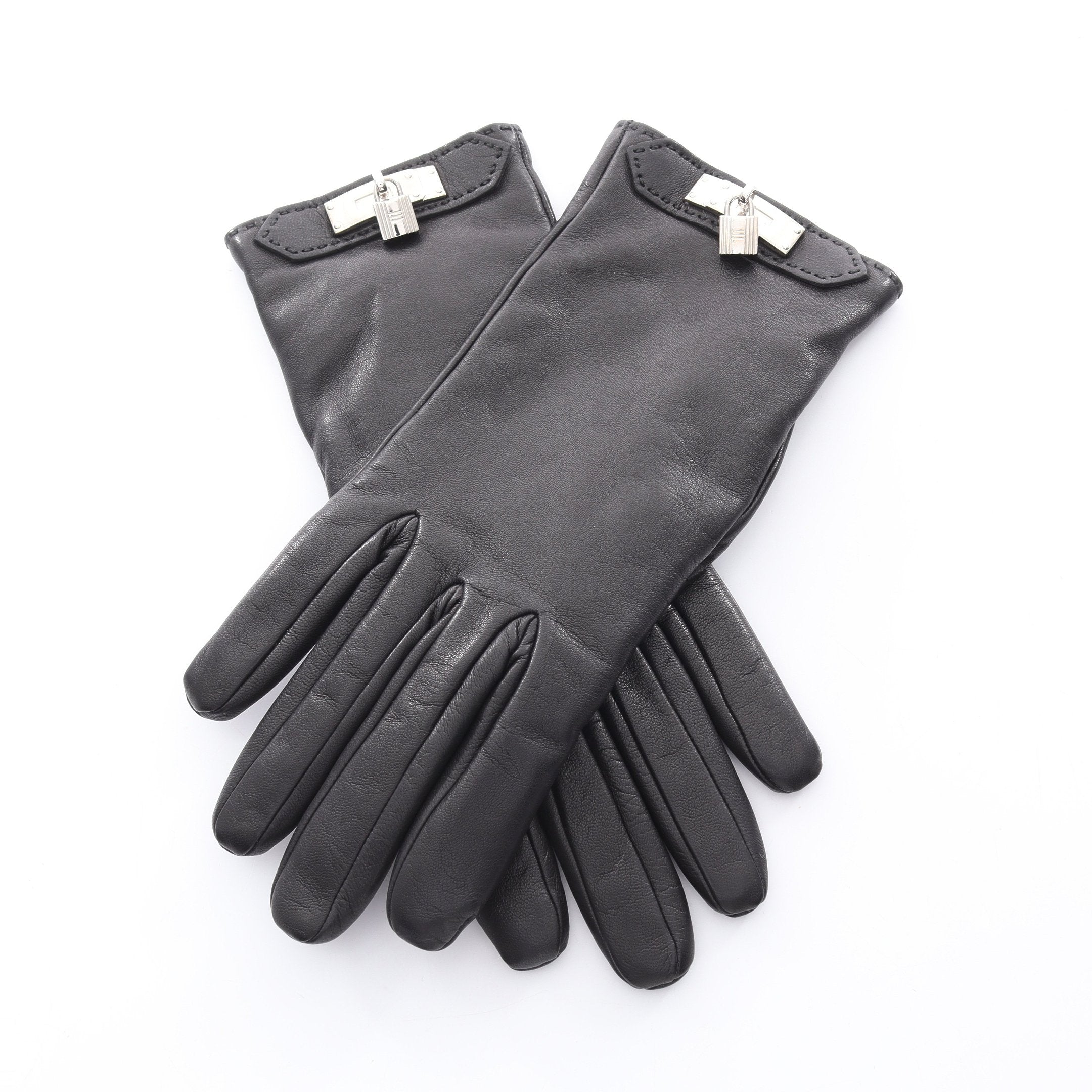 エルメス●手袋●コンスタンス●ケリー●バッグチャーム●グローブ●レザー●7 ½ ケリー 手袋 グローブ レザー ブラック シルバー金具 エルメス – RECLO