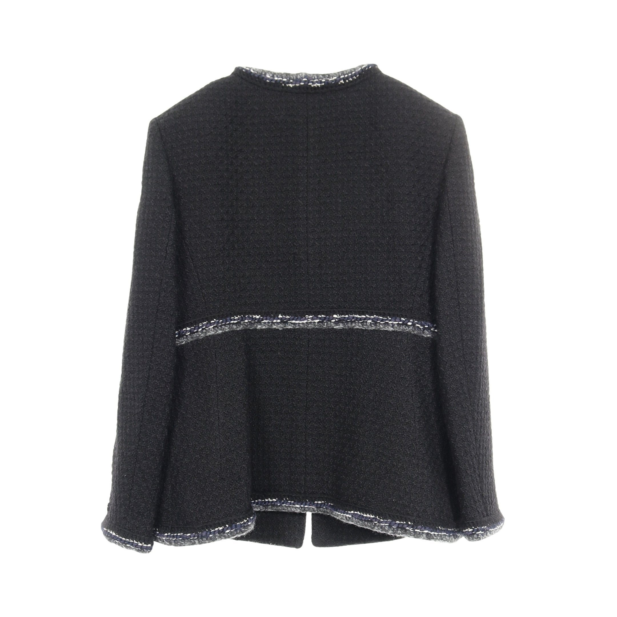 ココマークボタン ツイード ノーカラージャケット ウール