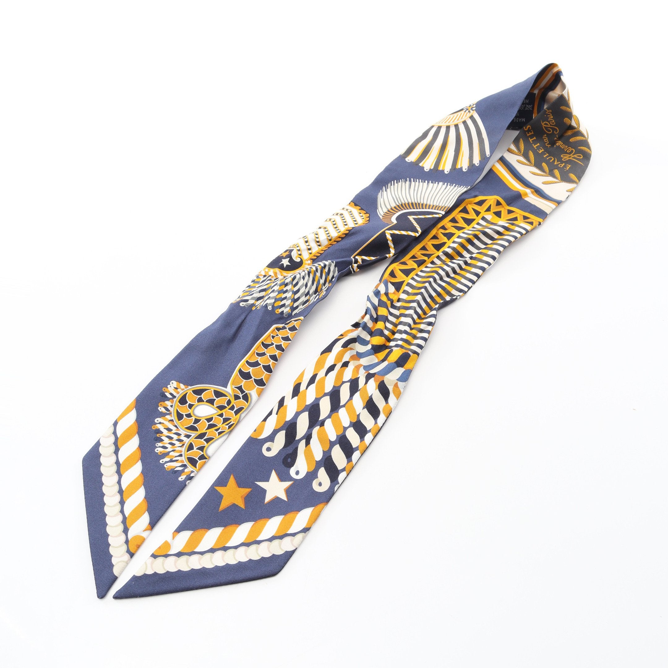 ツイリー EPAULETTES DE GALA リボン スカーフ シルク ネイビー マルチ