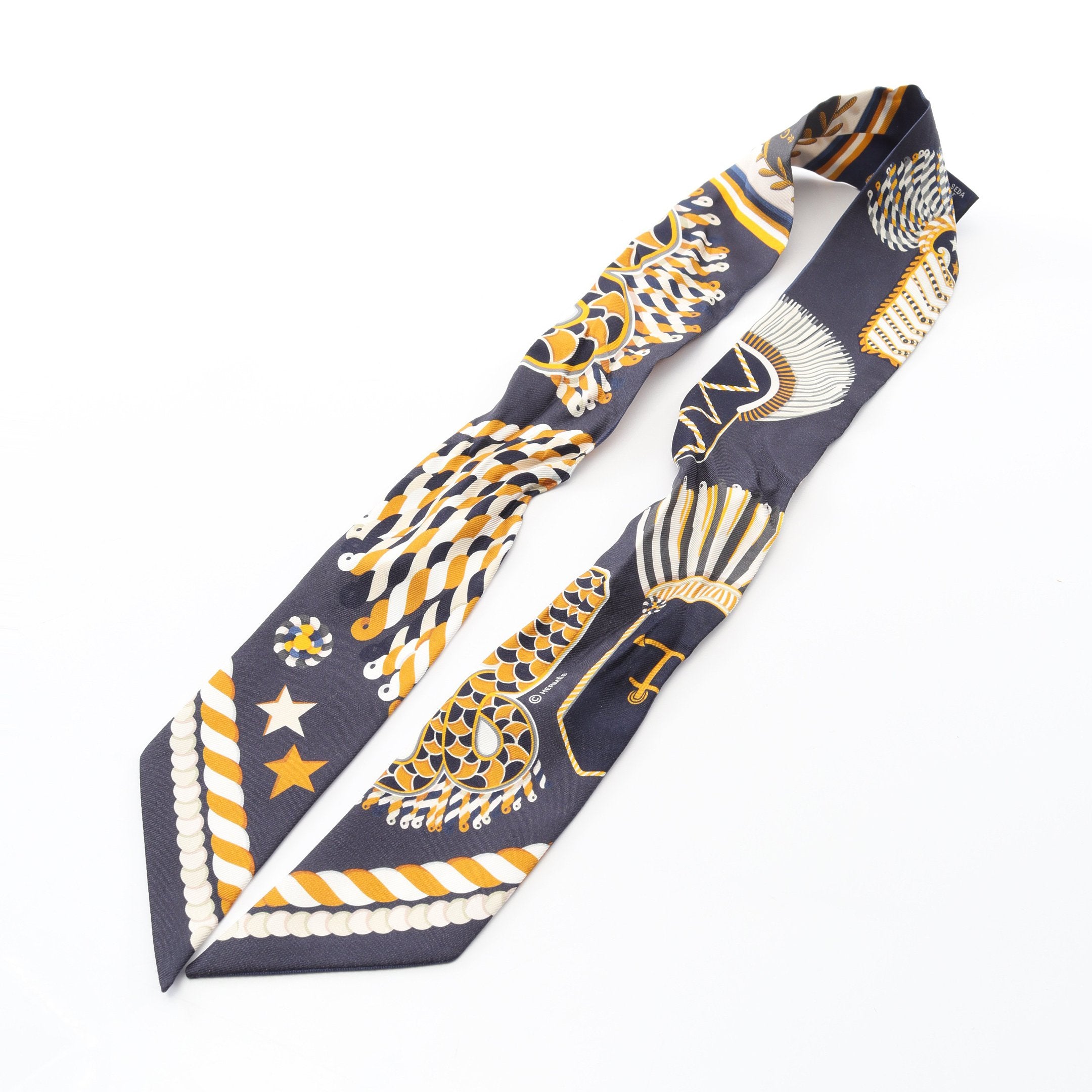 ツイリー EPAULETTES DE GALA リボン スカーフ シルク ネイビー マルチ