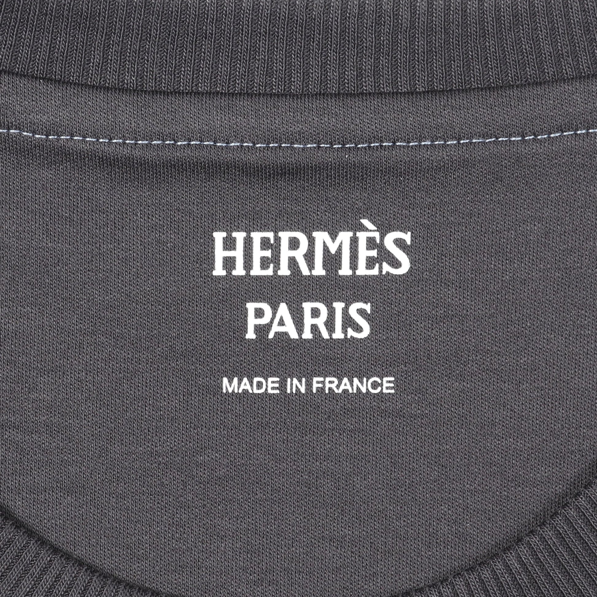 Candy Libris Tシャツ クルーネック 半袖 ラグランスリーブ コットン ブラック エルメス トップス HERMES