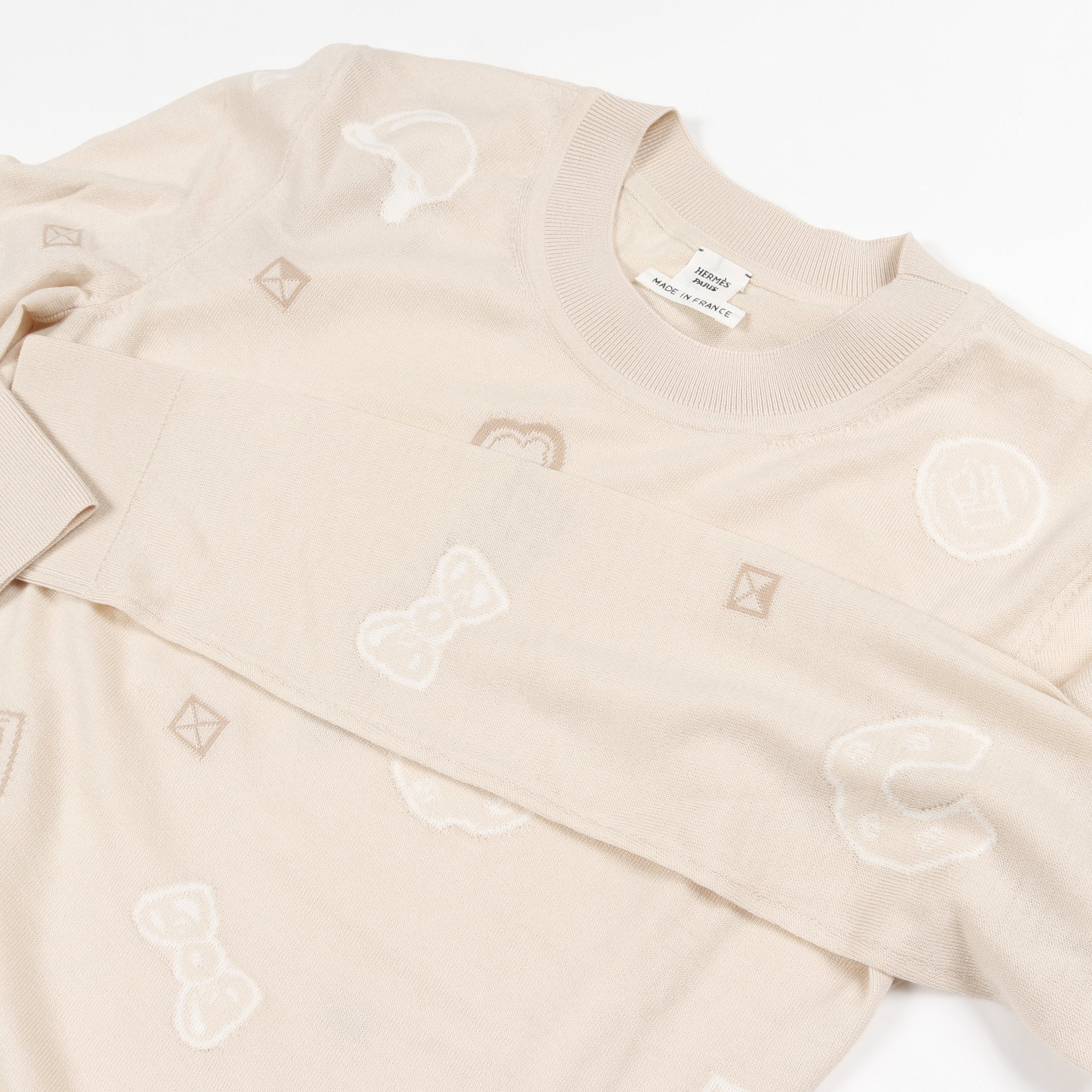 Candy Libris ニット クルーネック ウール ライトベージュ エルメス