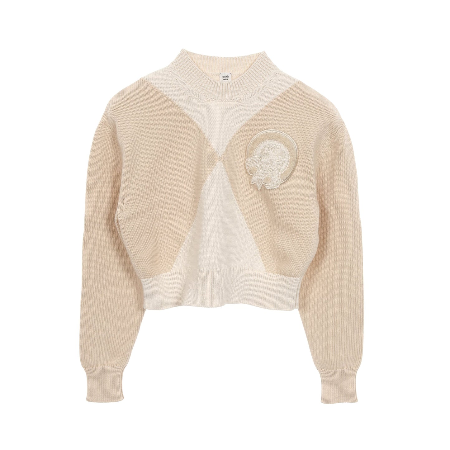 クロップド ニット コットン ナイロン シルク ライトベージュ エルメス トップス HERMES