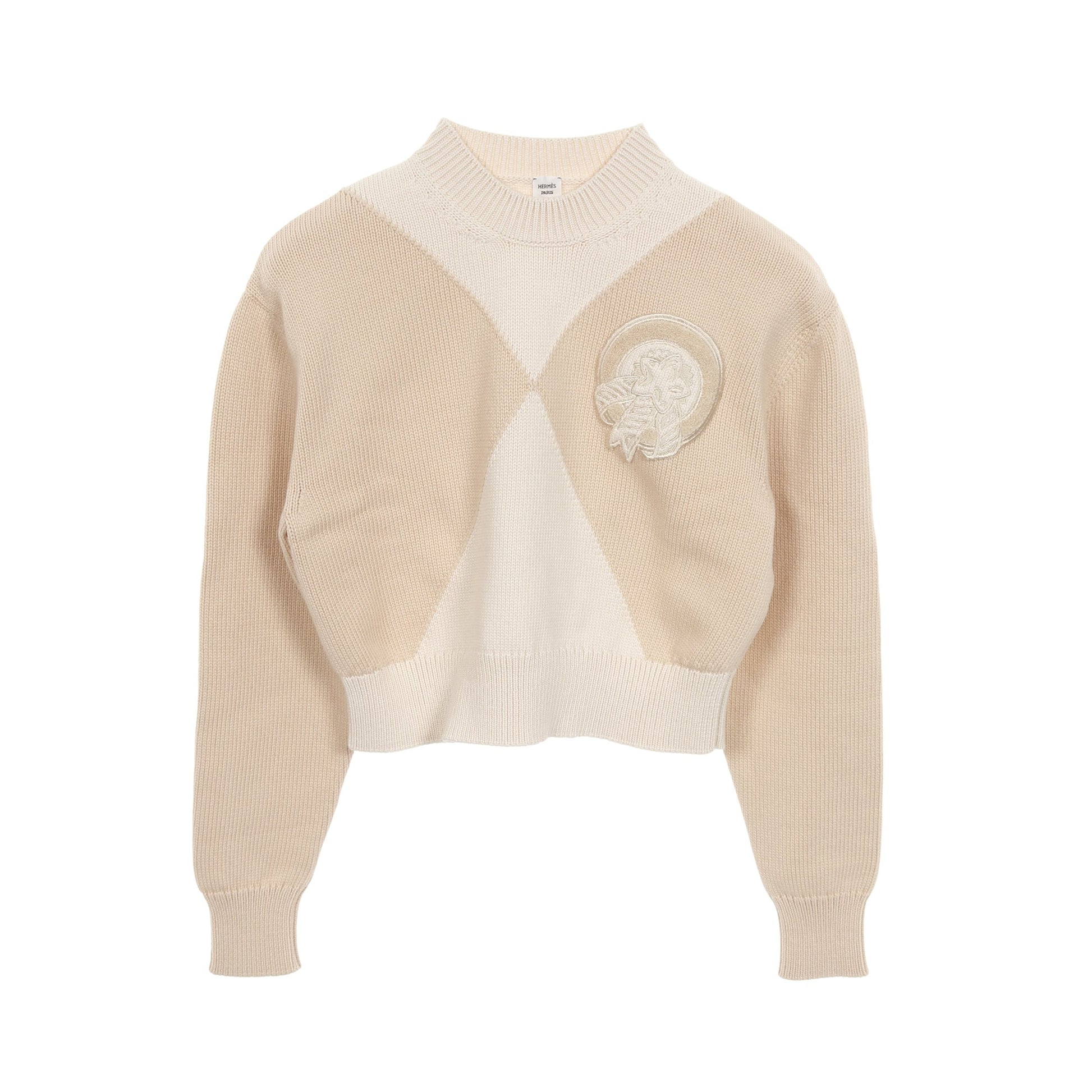 クロップド ニット コットン ナイロン シルク ライトベージュ エルメス トップス HERMES