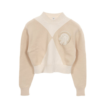 クロップド ニット コットン ナイロン シルク ライトベージュ エルメス トップス HERMES