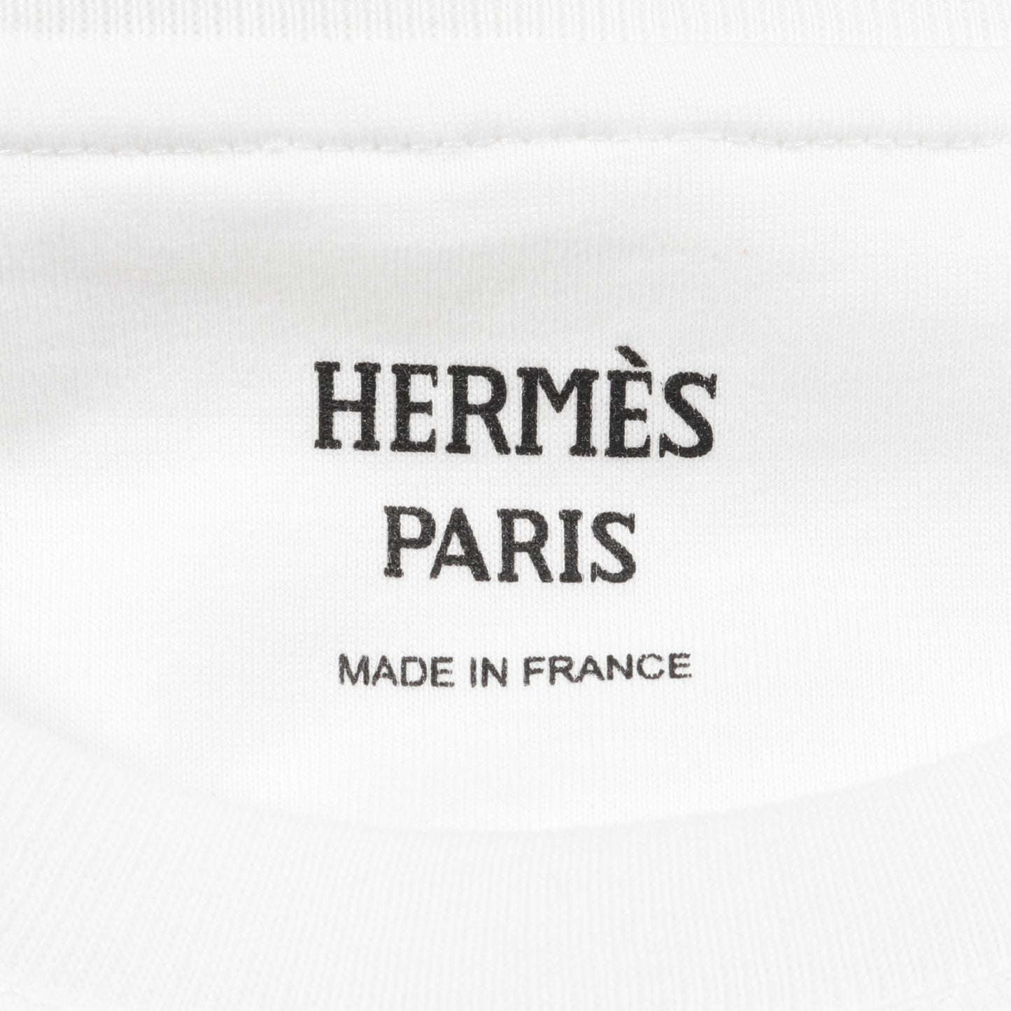 カルトゥッシュ デッラ カヴァッレリア Tシャツ クルーネック 半袖 コットン ホワイト ブラウン エルメス トップス HERMES