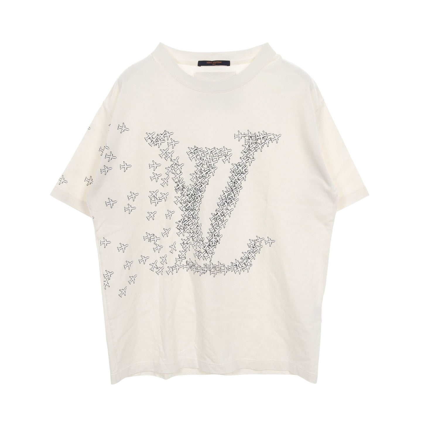 2054 LVプレーン プリンテッド Tシャツ クルーネック 半袖 コットン オフホワイト ルイヴィトン トップス LOUIS VUITTON