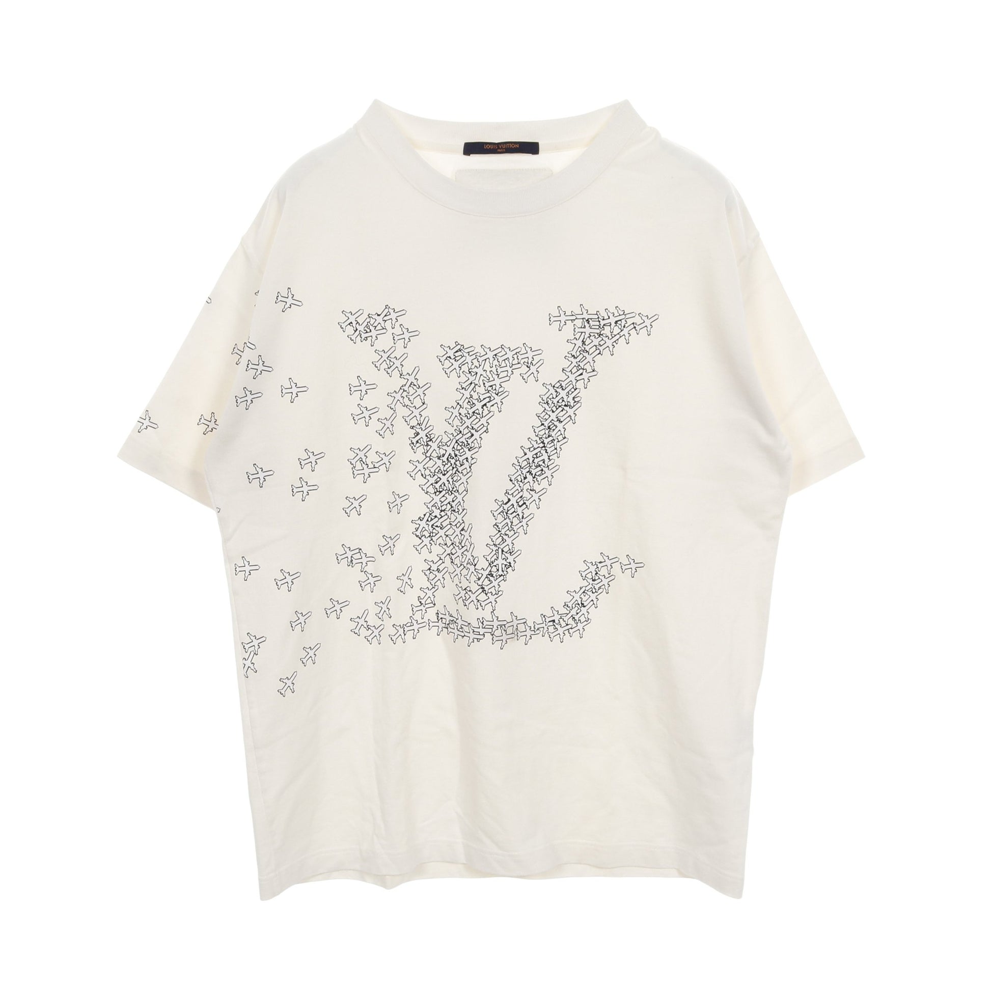 2054 LVプレーン プリンテッド Tシャツ クルーネック 半袖 コットン オフホワイト ルイヴィトン トップス LOUIS VUITTON