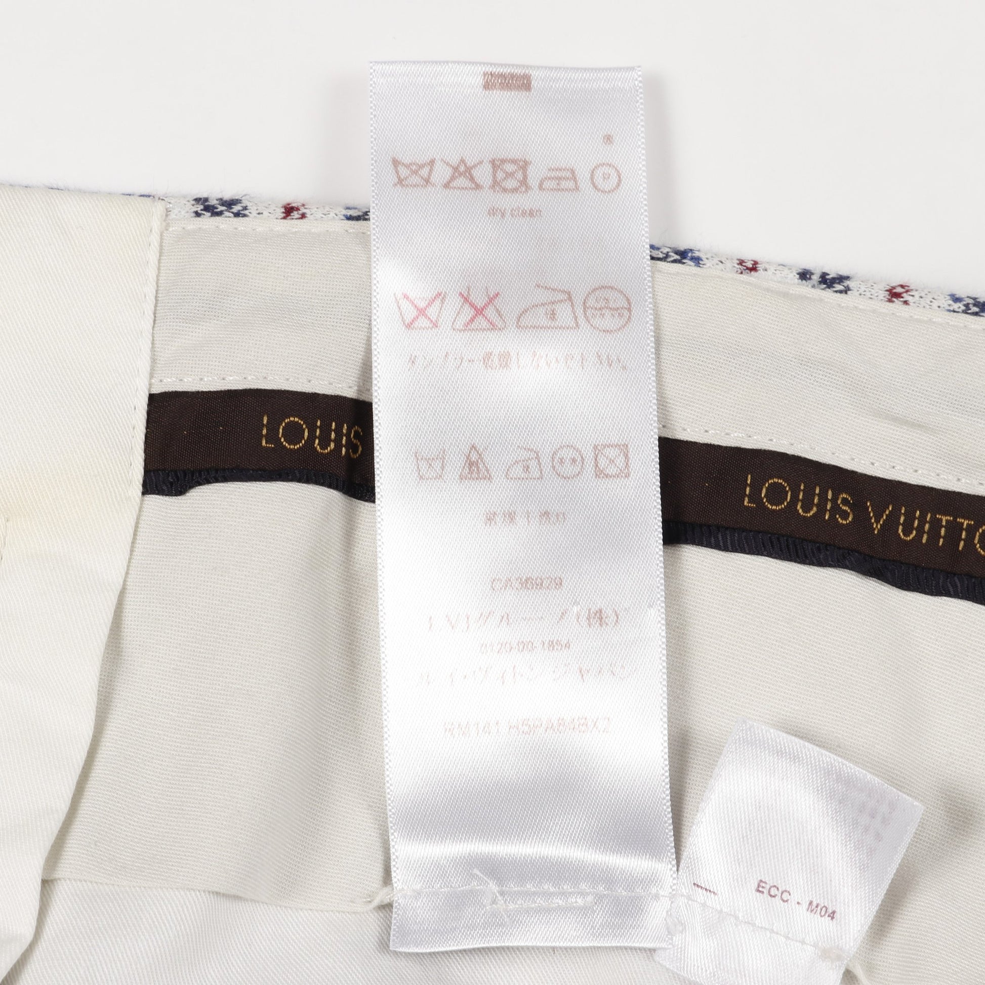 パンツ チェック コットン ホワイト ブルー レッド ルイヴィトン ボトムス LOUIS VUITTON