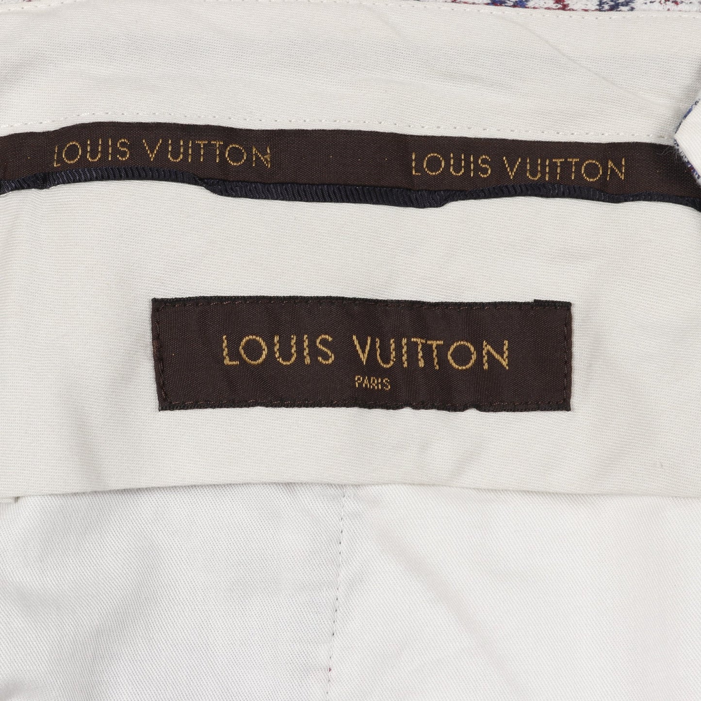 パンツ チェック コットン ホワイト ブルー レッド ルイヴィトン ボトムス LOUIS VUITTON