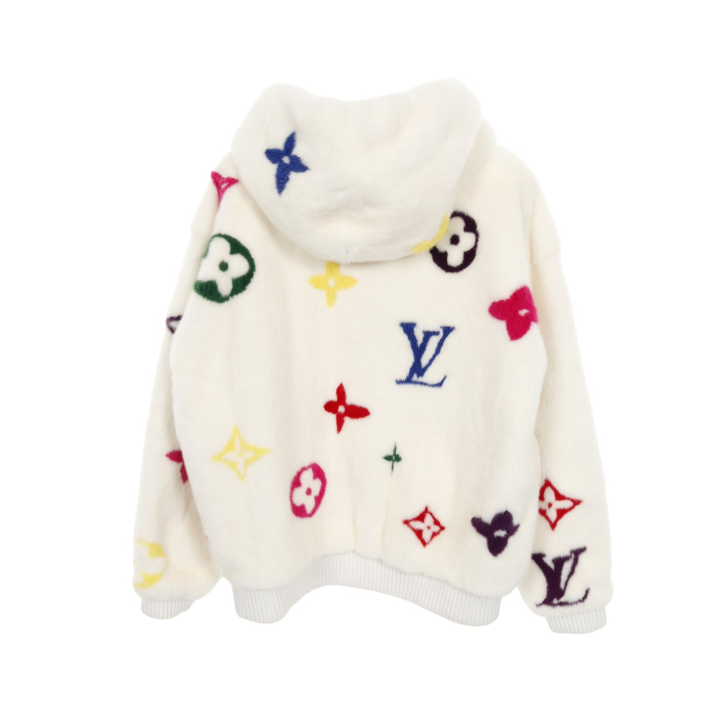モノグラム マルチ ミンクファー ジップ フーデッド ブルゾン ミンク ホワイト マルチカラー ルイヴィトン アウター LOUIS VUITTON