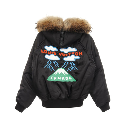 LOUIS VUITTON × NIGO エンブロイダリー LVマウンテンアビエイター ブルゾン ジャケット ナイロン ブラック 中綿 フード付き ルイヴィトン アウター LOUIS VUITTON