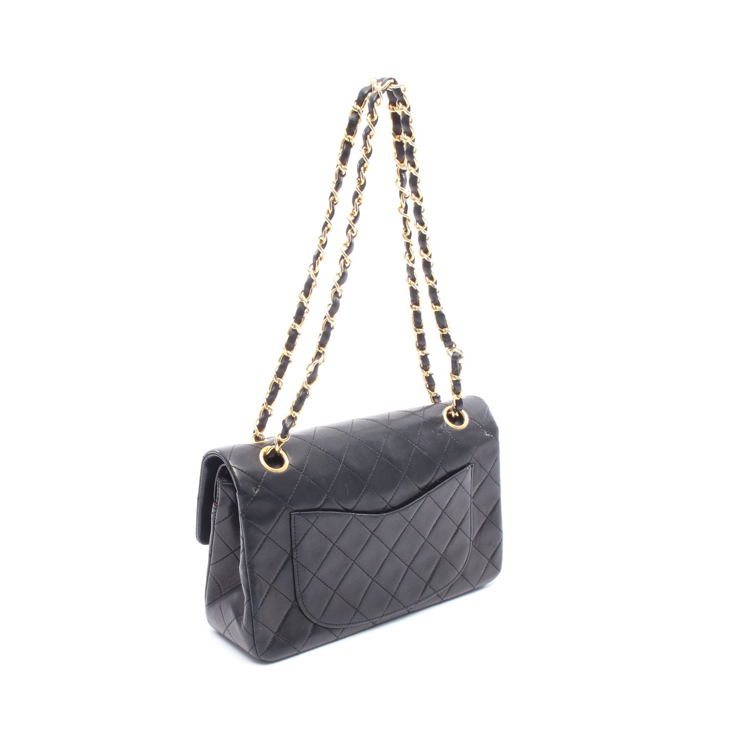 マトラッセ Wフラップ Wチェーンショルダーバッグ ラムスキン ブラック ゴールド金具 シャネル バッグ CHANEL