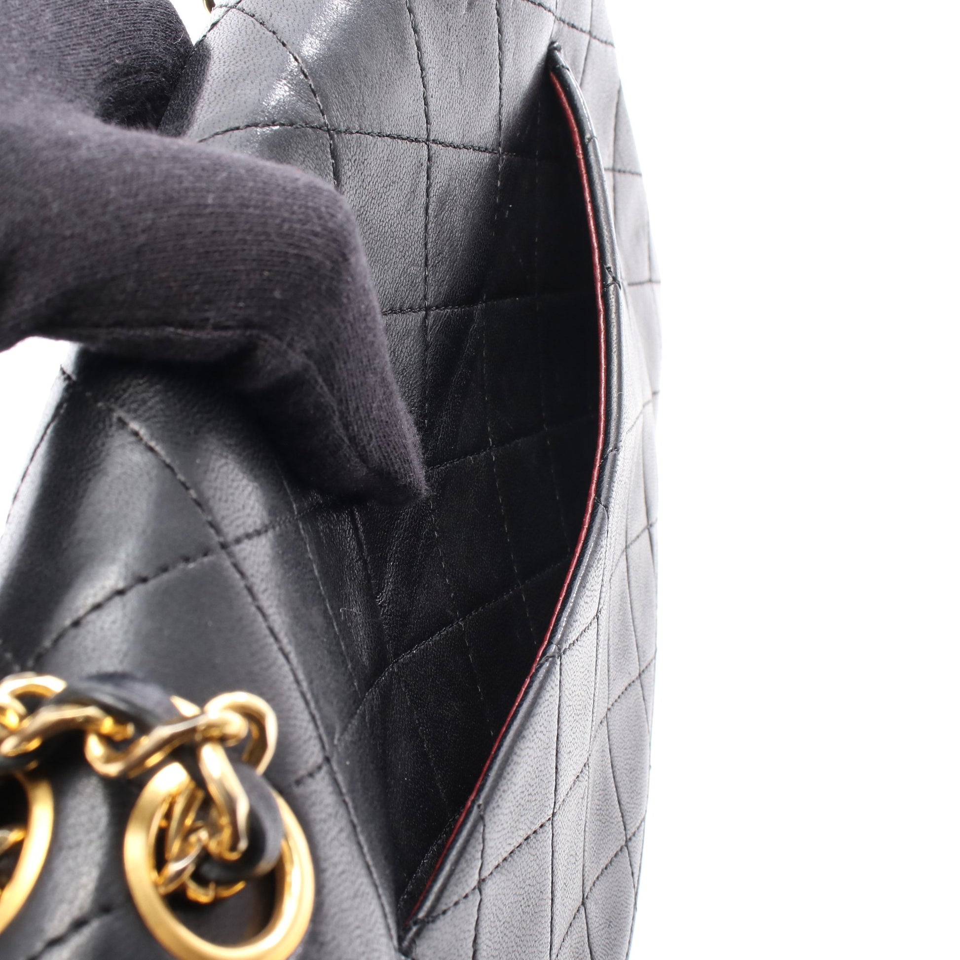 マトラッセ Wフラップ Wチェーンショルダーバッグ ラムスキン ブラック ゴールド金具 シャネル バッグ CHANEL