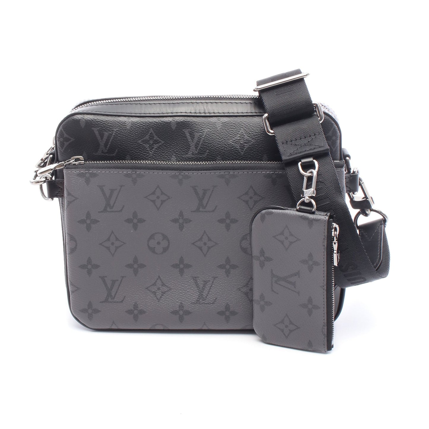 トリオ メッセンジャー モノグラム エクリプス ショルダーバッグ PVC レザー ブラック グレー ルイヴィトン バッグ LOUIS VUITTON