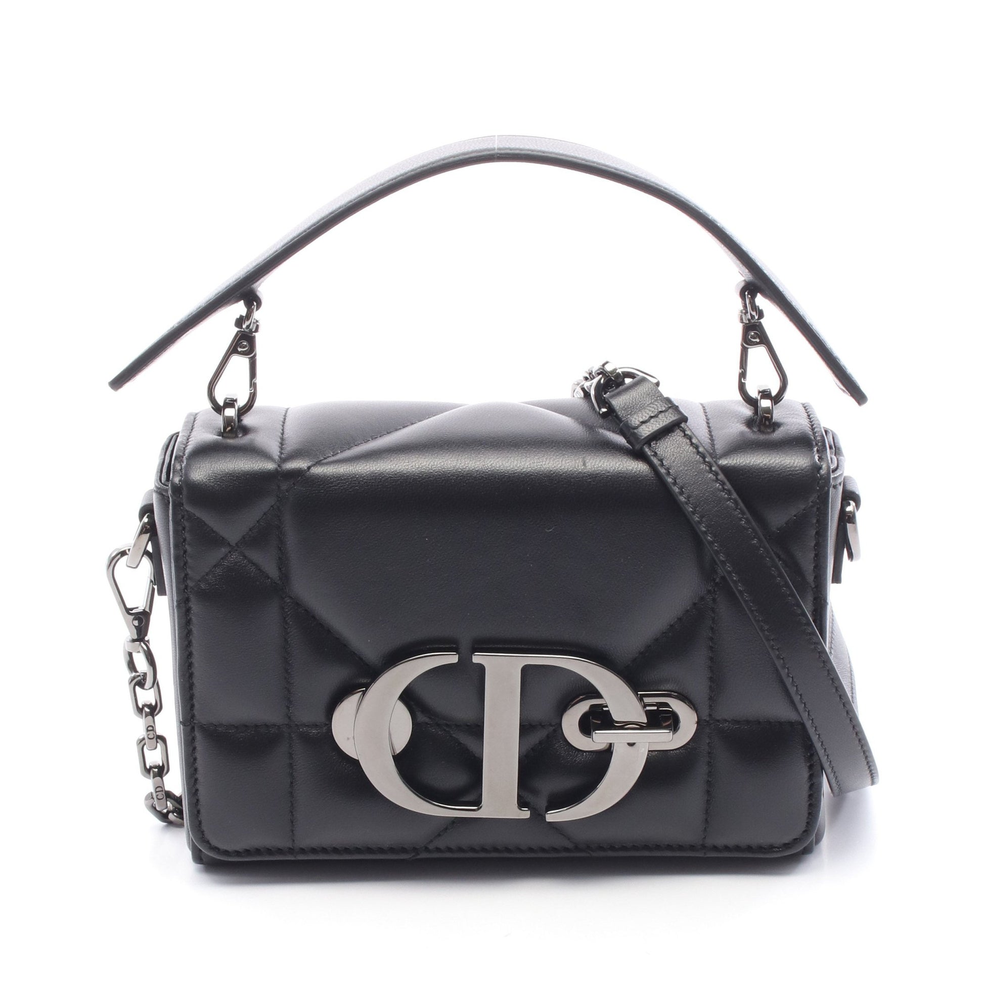30 MONTAIGNE モンテーニュ マキシカナージュ ハンドバッグ レザー ブラック 2WAY クリスチャンディオール バッグ Christian Dior