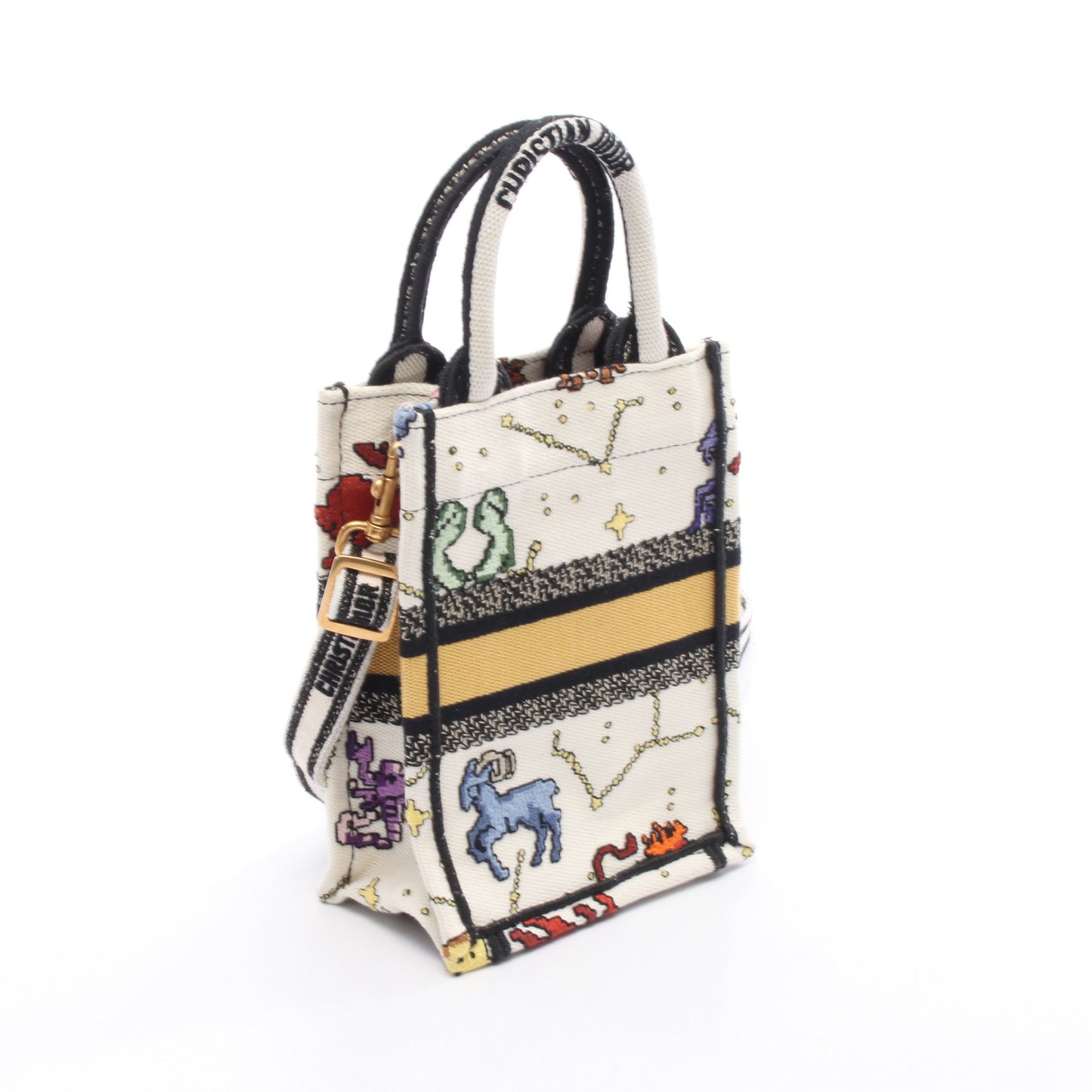 BOOK TOTE ブックトート バーティカルバッグ ミニ フォンバッグ ハンドバッグ キャンバス オフホワイト ブラック マルチカラー 2WAY クリスチャンディオール バッグ Christian Dior