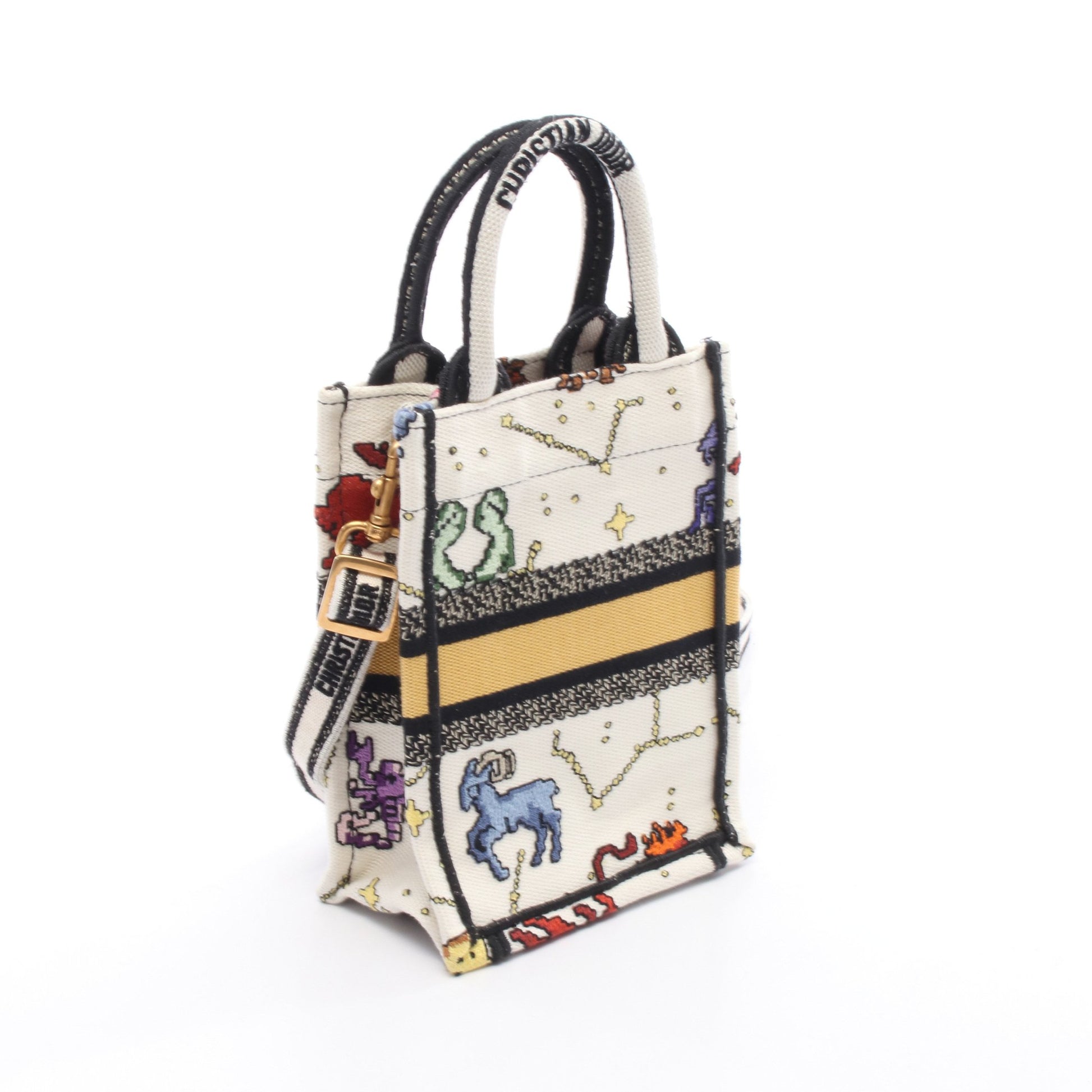 BOOK TOTE ブックトート バーティカルバッグ ミニ フォンバッグ ハンドバッグ キャンバス オフホワイト ブラック マルチカラー 2WAY クリスチャンディオール バッグ Christian Dior