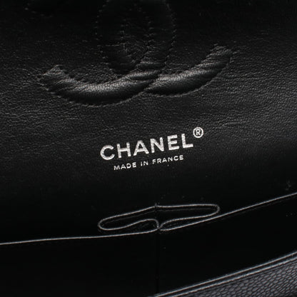 マトラッセ Wフラップ Wチェーンショルダーバッグ キャビアスキン ブラック シルバー金具 シャネル バッグ CHANEL