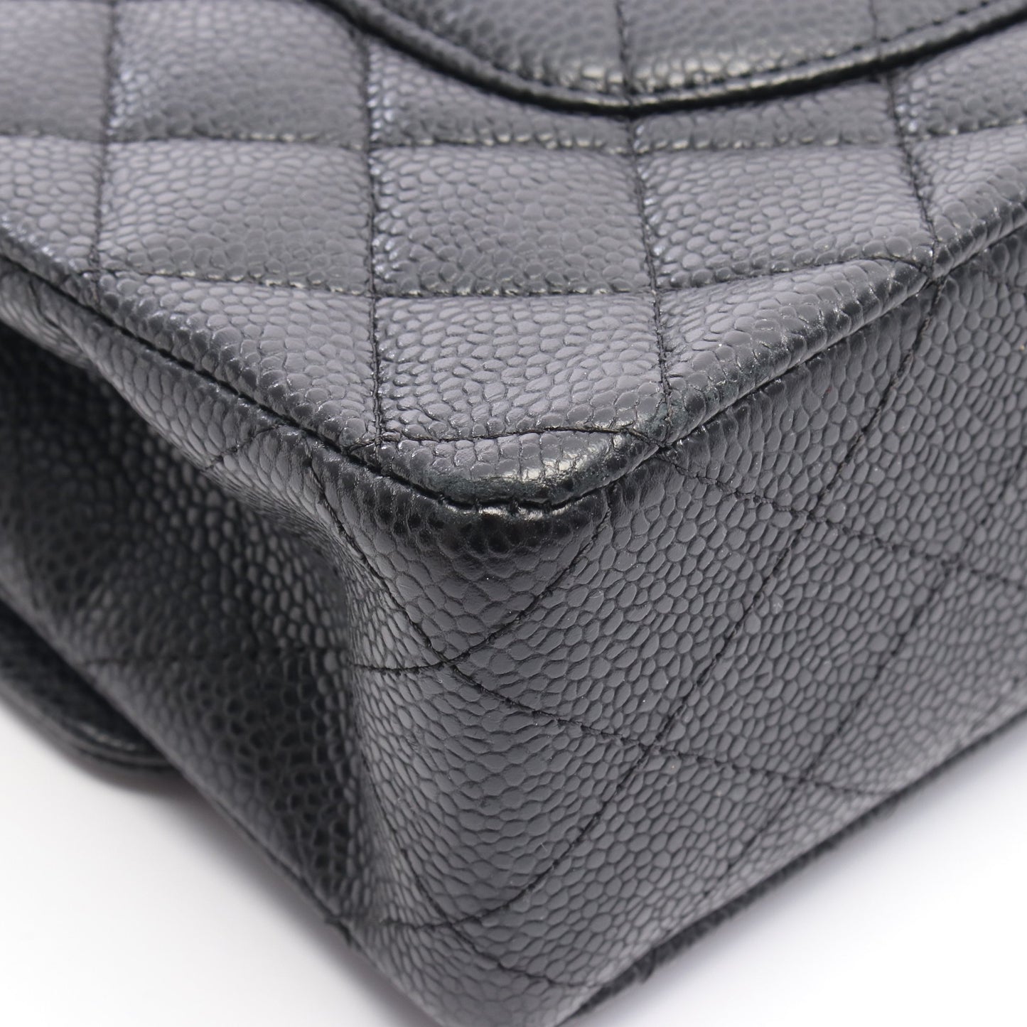 マトラッセ Wフラップ Wチェーンショルダーバッグ キャビアスキン ブラック シルバー金具 シャネル バッグ CHANEL