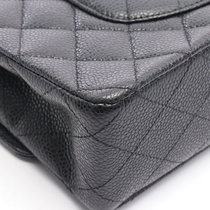 マトラッセ Wフラップ Wチェーンショルダーバッグ キャビアスキン ブラック シルバー金具 シャネル バッグ CHANEL