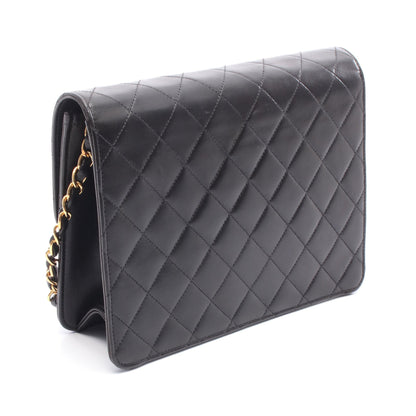 マトラッセ シングルフラップ チェーンショルダーバッグ ラムスキン ブラック ゴールド金具 シャネル バッグ CHANEL