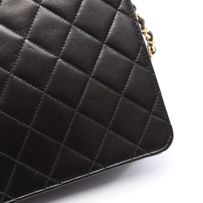 マトラッセ シングルフラップ チェーンショルダーバッグ ラムスキン ブラック ゴールド金具 シャネル バッグ CHANEL