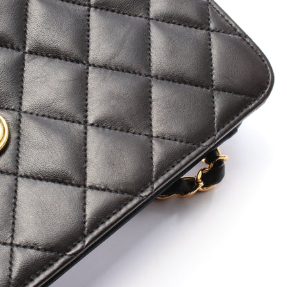 マトラッセ シングルフラップ チェーンショルダーバッグ ラムスキン ブラック ゴールド金具 シャネル バッグ CHANEL