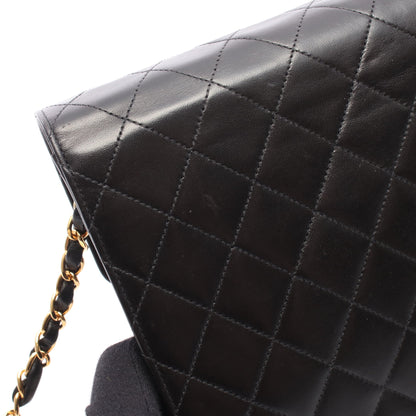 マトラッセ シングルフラップ チェーンショルダーバッグ ラムスキン ブラック ゴールド金具 シャネル バッグ CHANEL