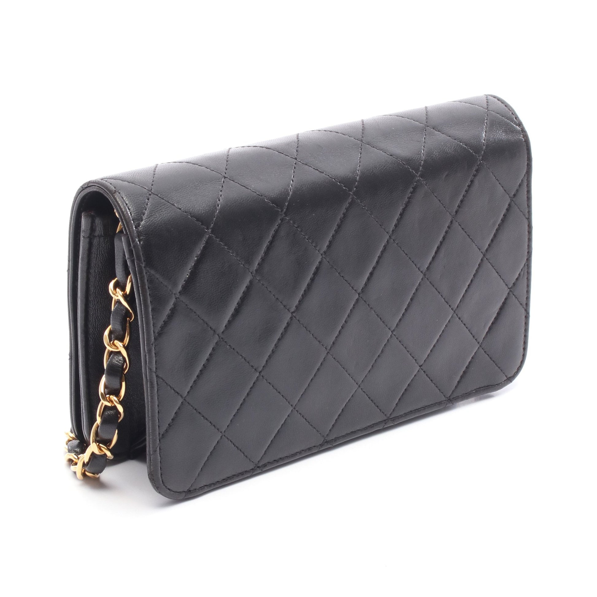ミニマトラッセ フルフラップ チェーンショルダーバッグ ラムスキン ブラック ゴールド金具 シャネル バッグ CHANEL