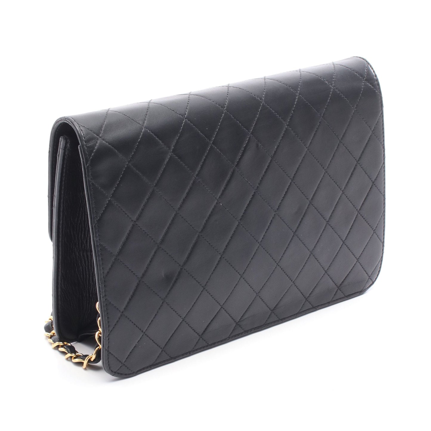 マトラッセ チェーンショルダーバッグ ラムスキン ブラック ゴールド金具 プッシュロック シャネル バッグ CHANEL