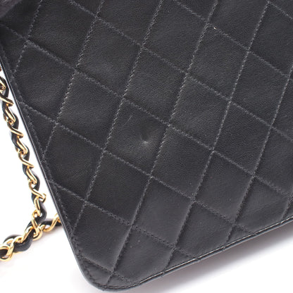 マトラッセ チェーンショルダーバッグ ラムスキン ブラック ゴールド金具 プッシュロック シャネル バッグ CHANEL