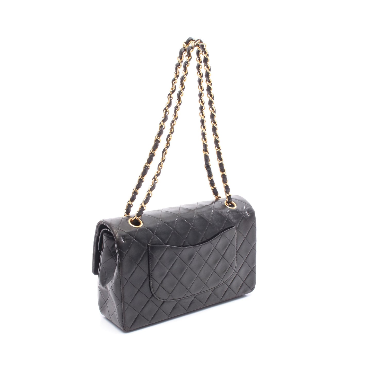 マトラッセ Wフラップ Wチェーンショルダーバッグ ラムスキン ブラック ゴールド金具 シャネル バッグ CHANEL