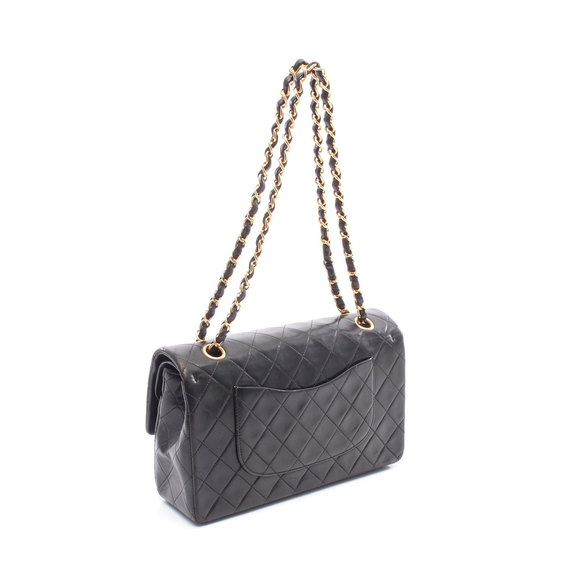 マトラッセ Wフラップ Wチェーンショルダーバッグ ラムスキン ブラック ゴールド金具 シャネル バッグ CHANEL