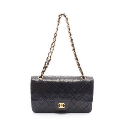 マトラッセ Wフラップ Wチェーンショルダーバッグ ラムスキン ブラック ゴールド金具 シャネル バッグ CHANEL