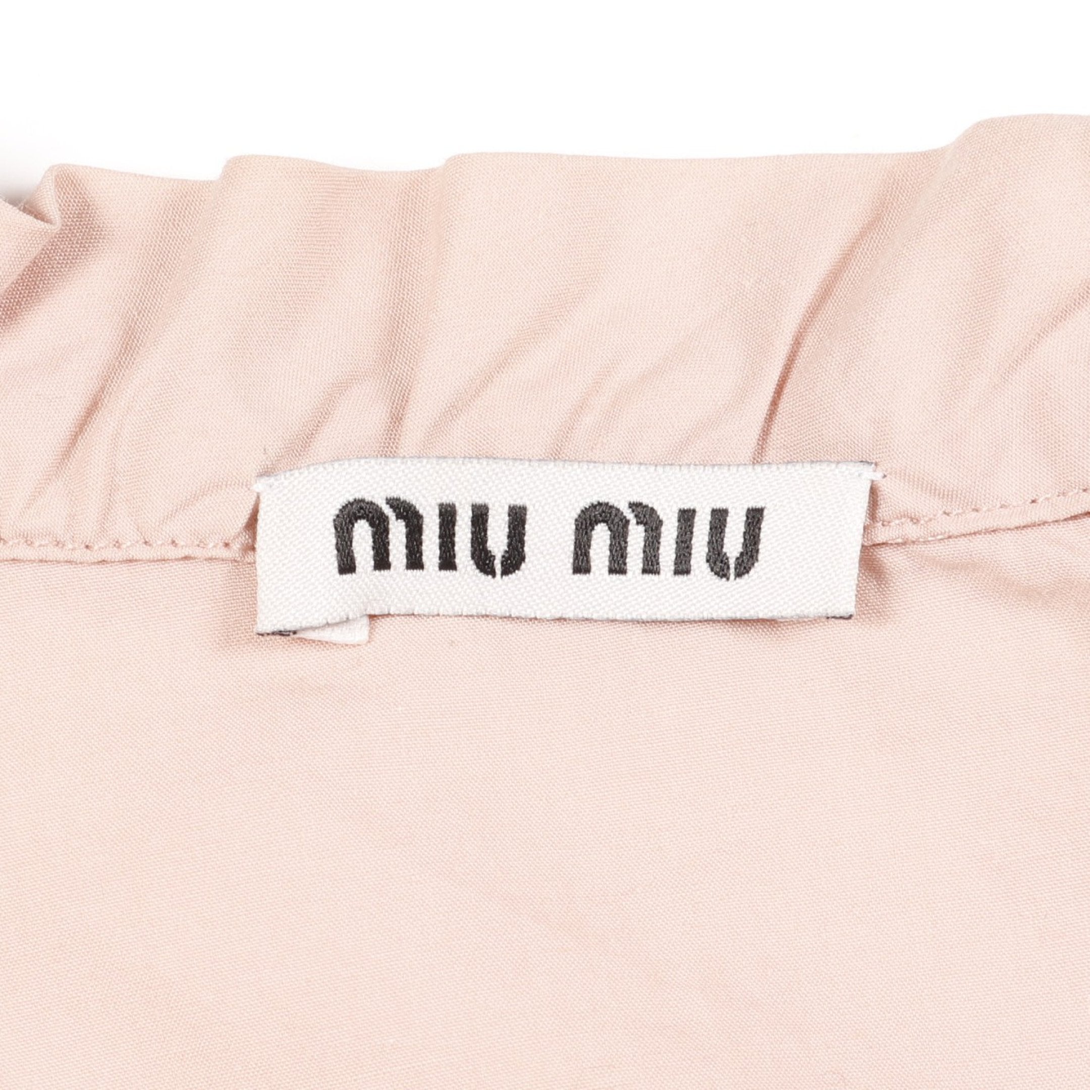 ブラウス パフスリーブ 半袖 フリル コットン ピンク ミュウミュウ – RECLO