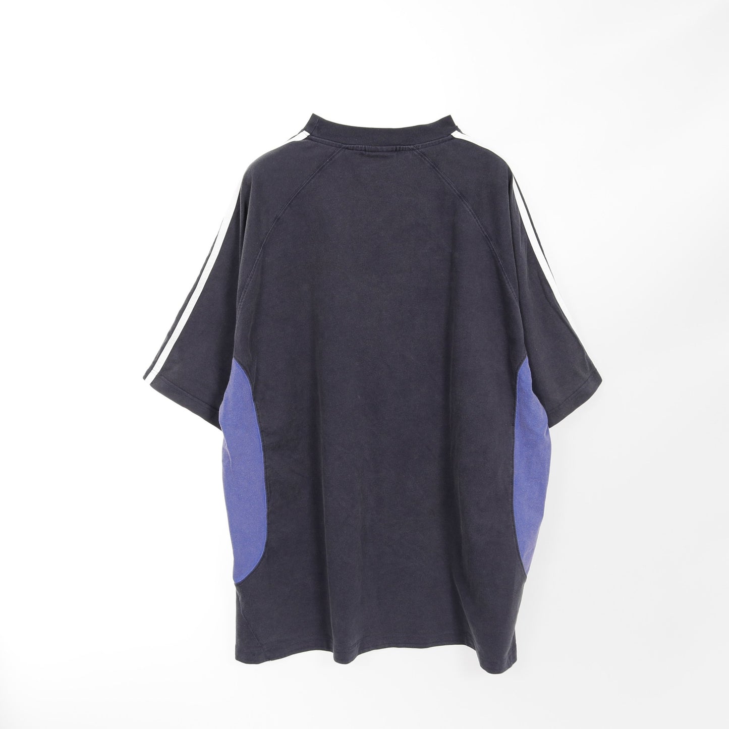 BALENCIAGA × adida Tシャツ クルーネック コットン ネイビー ブルー ヴィンテージ加工 ユーズド加工 バレンシアガ トップス BALENCIAGA