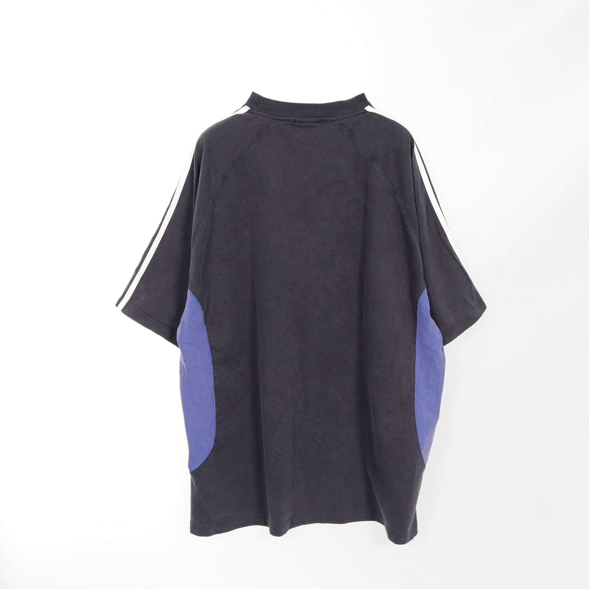 BALENCIAGA × adida Tシャツ クルーネック コットン ネイビー ブルー ヴィンテージ加工 ユーズド加工 バレンシアガ トップス BALENCIAGA