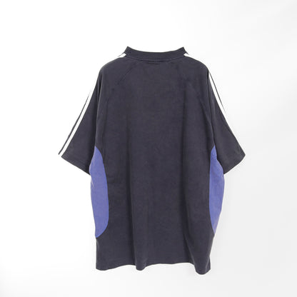 BALENCIAGA × adida Tシャツ クルーネック コットン ネイビー ブルー ヴィンテージ加工 ユーズド加工 バレンシアガ トップス BALENCIAGA