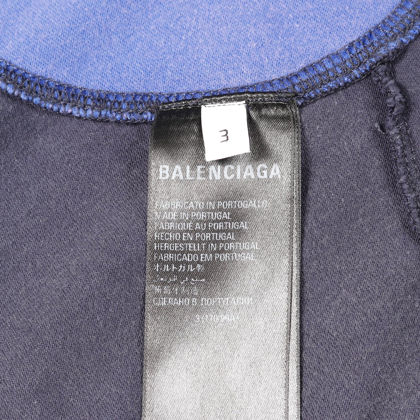 BALENCIAGA × adida Tシャツ クルーネック コットン ネイビー ブルー ヴィンテージ加工 ユーズド加工 バレンシアガ トップス BALENCIAGA