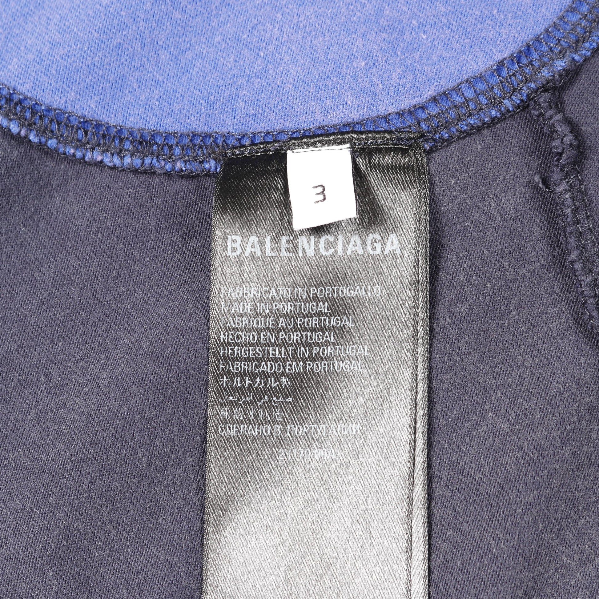 BALENCIAGA × adida Tシャツ クルーネック コットン ネイビー ブルー ヴィンテージ加工 ユーズド加工 バレンシアガ トップス BALENCIAGA