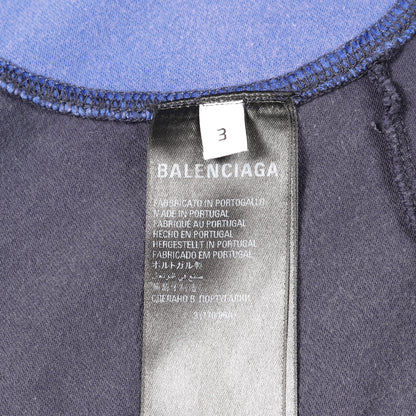 BALENCIAGA × adida Tシャツ クルーネック コットン ネイビー ブルー ヴィンテージ加工 ユーズド加工 バレンシアガ トップス BALENCIAGA