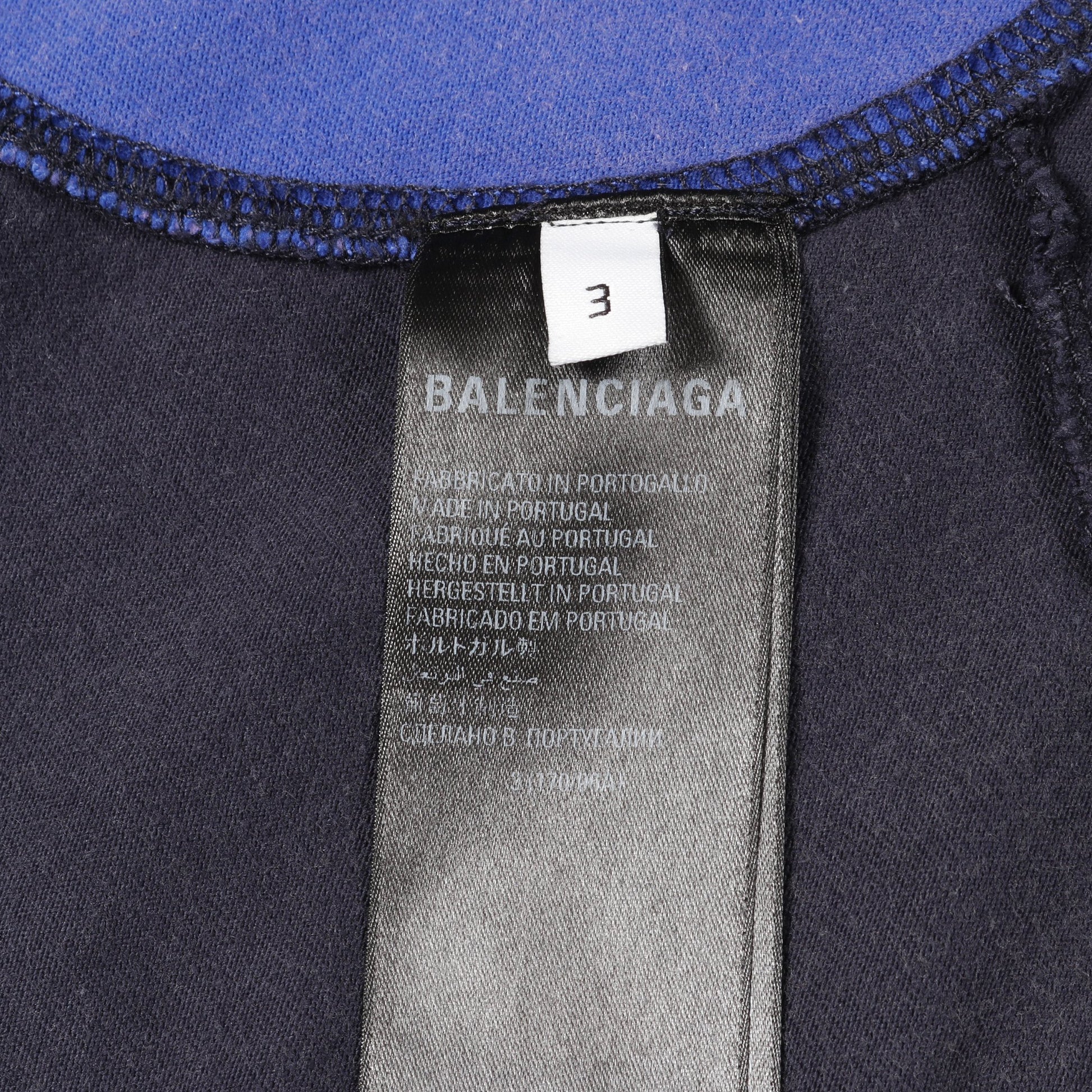 BALENCIAGA × adida Tシャツ クルーネック コットン ネイビー ブルー ヴィンテージ加工 ユーズド加工 バレンシアガ トップス BALENCIAGA