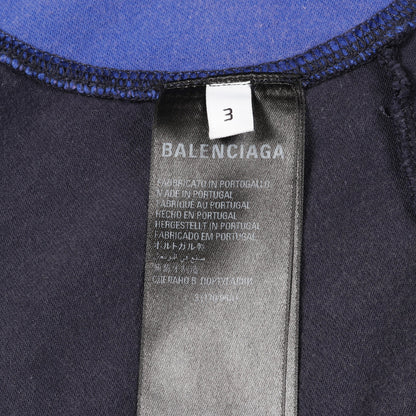 BALENCIAGA × adida Tシャツ クルーネック コットン ネイビー ブルー ヴィンテージ加工 ユーズド加工 バレンシアガ トップス BALENCIAGA