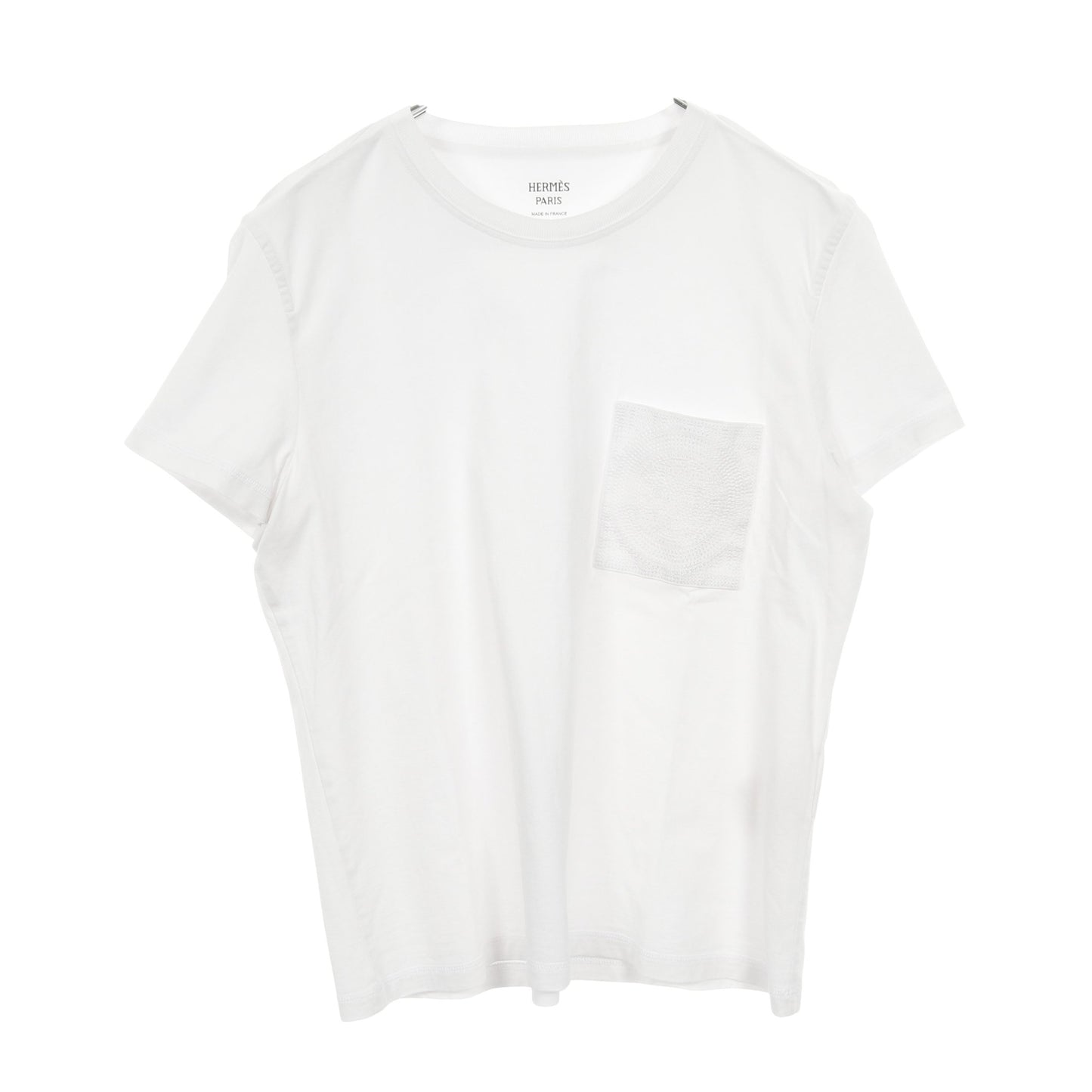 モザイク H刺繍 Tシャツ クルーネック 半袖 コットン ホワイト エルメス トップス HERMES