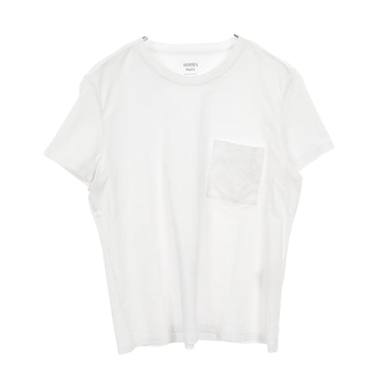 モザイク H刺繍 Tシャツ クルーネック 半袖 コットン ホワイト エルメス トップス HERMES