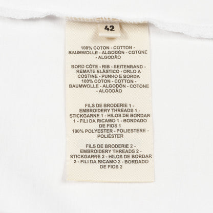 モザイク H刺繍 Tシャツ クルーネック 半袖 コットン ホワイト エルメス トップス HERMES