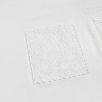 モザイク H刺繍 Tシャツ クルーネック 半袖 コットン ホワイト エルメス トップス HERMES