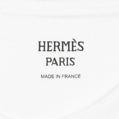 モザイク H刺繍 Tシャツ クルーネック 半袖 コットン ホワイト エルメス トップス HERMES